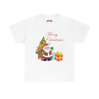 Unisex Santa's Squad Merry Christmas White Heavy Cotton T-Shirt