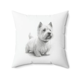 Westie - West Highland White Terrier Dog White Square Cushion / Pillow