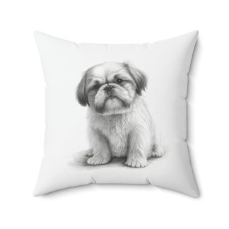 Shih Tzu Dog White Square Cushion / Pillow